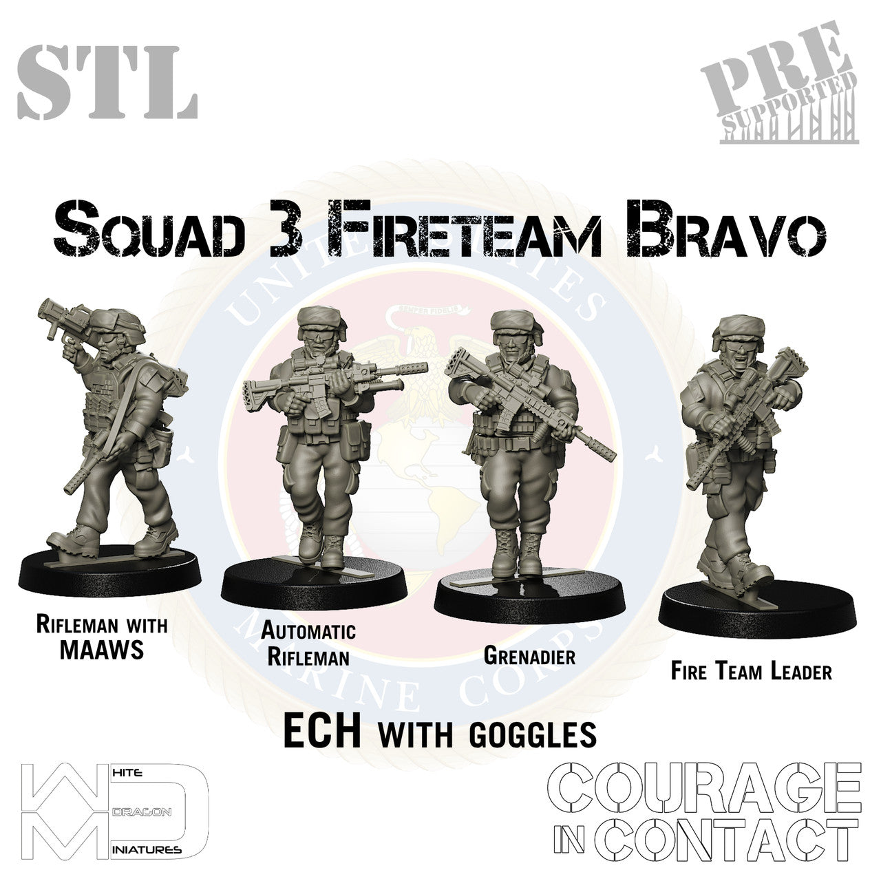 Squad 3 Fireteam Bravo - US Marines - STL